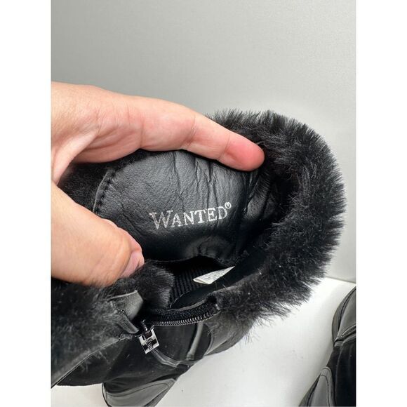Wanted Faux Leather Fur Lined Winter Black Boots Size 7 New - Picture 6 of 9